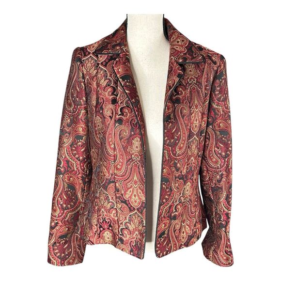 Vintage Giancarlo Ferrari Womens Tapestry Jacket Size 6 Open Front Paisley Boho - Picture 1 of 15